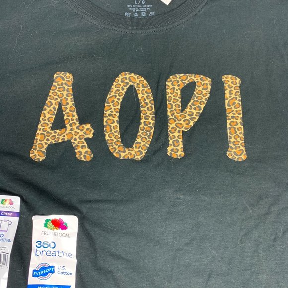 AOPi Large Shirt Black Cheetah Alpha Omicron Pi Sorority Rush - Picture 3 of 4